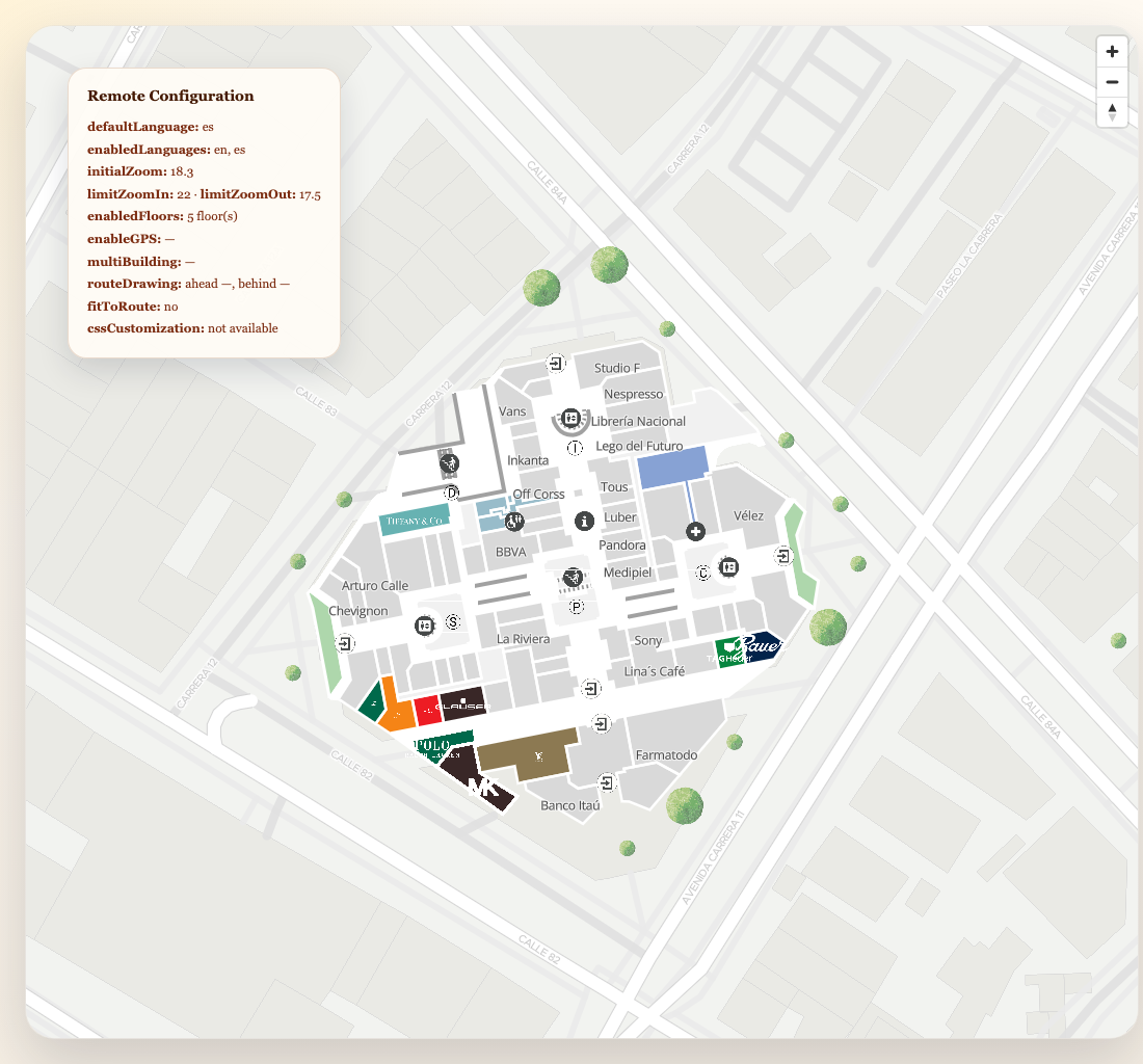 Map with remote configuration and CSS customization applied